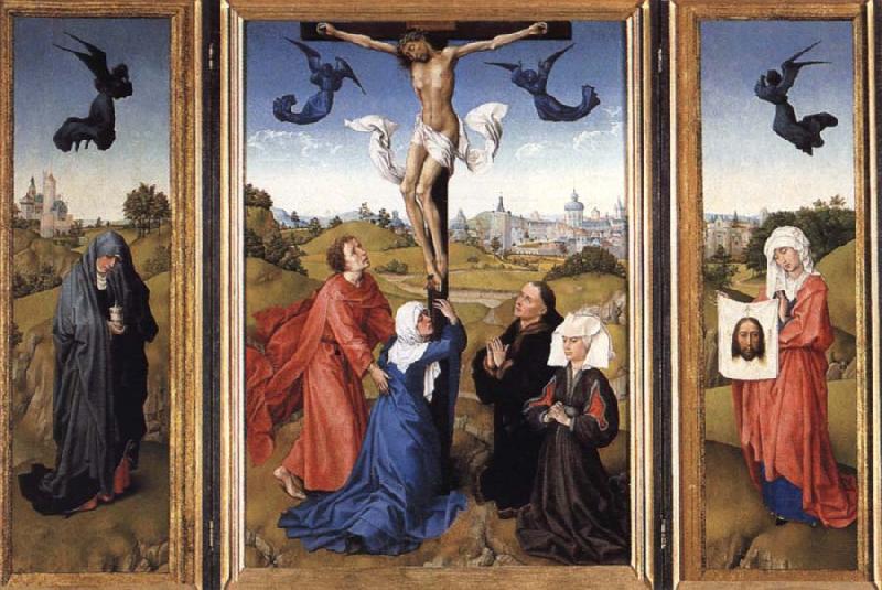 Rogier van der Weyden Crucifixion triptych with SS Mary Magdalene and Veronica Germany oil painting art